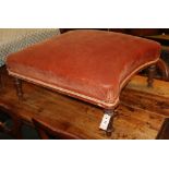 A large 19th century French upholstered stool, W.75cm, D.70cm, H.32cm