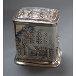 A late Victorian repousse silver rectangular tea caddy?, Aldwinckle & Slater, London, 1891, 9cm,