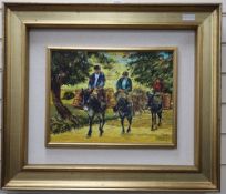 Fabbro, oil on canvas, Horseman going to market, signed and dated '78, 29 x 39cm