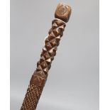 A chip carved walking stick, c.1840