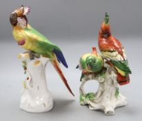 Two Continental porcelain Birds of Paradise groups, height 27cmCONDITION: Single bird has a chip