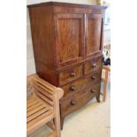 A small Victorian mahogany press cupboard on chest, W.94cm, D.52cm, H.156cm