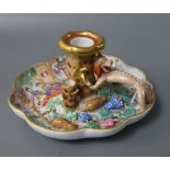 A 19th century Meissen candlestick, in Chinese style, height 8cm