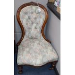 Two Victorian mahogany spoon back nursing chairs and a smaller Victorian nursing chair