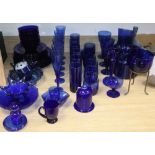 A large quantity of Bristol blue glass wares