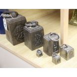 A set of six cast iron weights, 4oz to 28lb