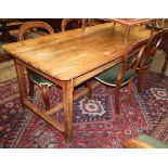 A 19th century French cherrywood farmhouse kitchen table with one side drawer, W.188cm, D.85cm, H.