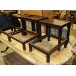 Three Chinese style rectangular hardwood occasional tables, W.43cm, D.30cm, H.40cm with three