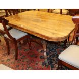 A Regency rectangular rosewood tilt top dining table, W.140cm, D.96cm, H.70cmCONDITION: The top is