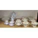 A quantity of mixed tea wares including creamware plates, Wedgwood, etc.