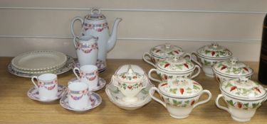 A quantity of mixed tea wares including creamware plates, Wedgwood, etc.