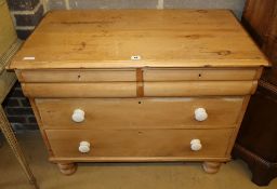 A small Victorian pine chest, W.94cm, D.49cm, H.80cm