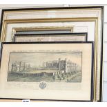 A group of assorted prints including maps of Blackheath, Sussex, Hamshire and Pontefract (7)