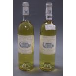 Two bottles of Pavilion de Margaux Blanc 1987