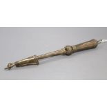 A late 19th century? Russian 84 zolotnik torah pointer, dated 1896?, marks rubbed, overall 25.8cm,