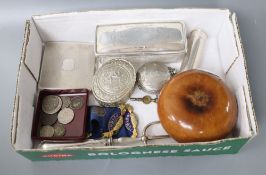 A collection of silver and metal collectables