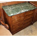 A 19th century French marble top mahogany commode, W.87cm, D.45cm, H.77cm