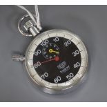 A chrome cased Heuer Trackstar stopwatch, case diameter 54mm.CONDITION: Some scratches on the back