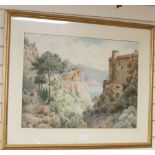 Herbert George (19th C.), watercolour, View along the Amalfi coast, signed, 50 x 71cm