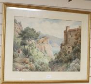 Herbert George (19th C.), watercolour, View along the Amalfi coast, signed, 50 x 71cm