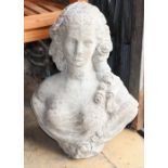 A reconstituted stone garden bust, H.50cm