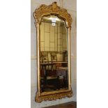 A George I style giltwood and gesso pier glass, W.42cm, H.88cm