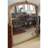 A Victorian giltwood and gesso overmantel mirror, W.130cm, H.136cm