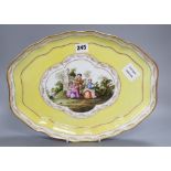 A Meissen porcelain figural painted dish, length 36cm