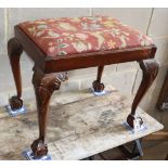 A George I style mahogany dressing stool, W.59cm, D.42cm, H.50cm