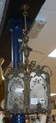 An early 20th century hexagonal hall lantern, drop 60cmCONDITION: One loose foot, others are bent