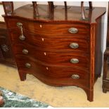 A George III line-inlaid mahogany chest of drawers of serpentine form, W.122cm, D.60cm, H.105cm