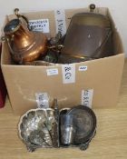 Assorted metalware including copper