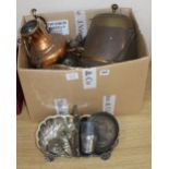 Assorted metalware including copper