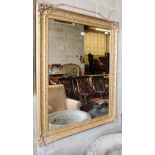 A Victorian rectangular giltwood and gesso wall mirror, 90cm x 110cm