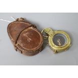 A military leather cased compass