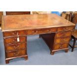 A George III style mahogany pedestal desk, W.152cm, D.92cm, H.76cm