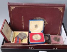 A quantity of assorted silver and other medallions to include Elizabeth II Coronation medal
