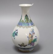 A Chinese doucai figurative bottle vase, bears Yongzheng mark, height 17cmCONDITION: In good