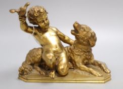 A Charles Menn ormolu group of child, dog and bird, height 20cm