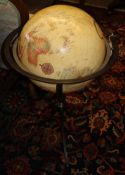 A reproduction 16inch diameter World Classic globe on metal tripod base, H.90cm