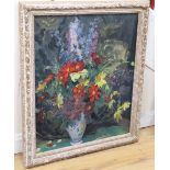 Philip Naviasky (1894-1982) oil on canvas, Still life of flowers in a vase, signed, 75 x 62cm.