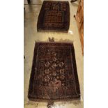 Two Belouch prayer rugs, larger 110 x 84cm