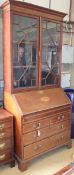 A George III mahogany bureau bookcase, W.91cm, D.50cm, H.215cm