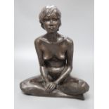 A modern bronzed resin model of a nude "Mona", 32cm high