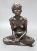 A modern bronzed resin model of a nude "Mona", 32cm high