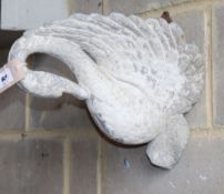 A painted cast metal swan garden wall pocket, D.33cm