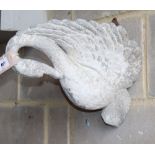 A painted cast metal swan garden wall pocket, D.33cm