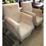 A pair of late Victorian upholstered armchairs