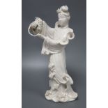 A blanc de chine figure of Kwan Yin (minor faults), H.37cm