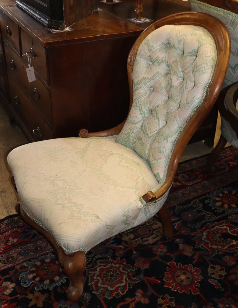 A Victoian buttonback armchair and matching nursing chair - Image 2 of 2